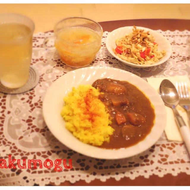 カレー＊お豆腐乗せ洋風サラダ＊