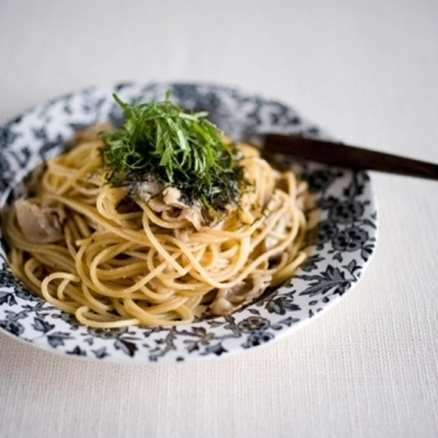 豚とマイタケのわさび醤油パスタ