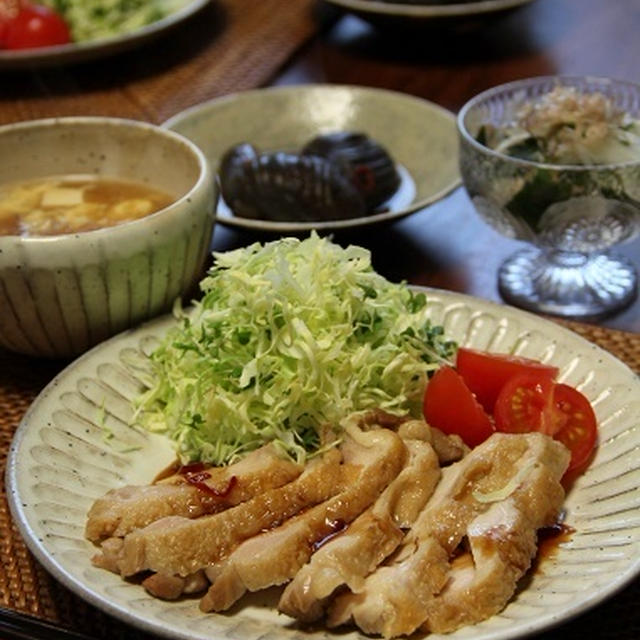 鶏チャーシュー と ふかひれスープ。