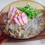 厚切りベーコンと水菜の塩すき焼き＊こっちゃん、初生りを収穫！