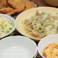 節約とんかつ・ツナと白菜のさっと煮・小松菜と豚のピリ辛味噌鍋