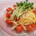 簡単！！かいわれとハムの冷製トマトパスタの作り方/レシピ by 赤いライジングスターさん