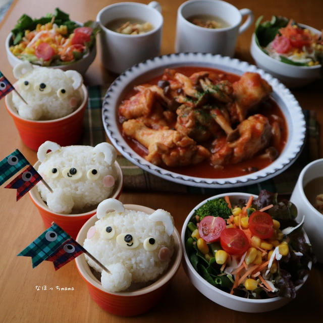 玉ねぎ氷で簡単時短☆くまちゃんお子様定食