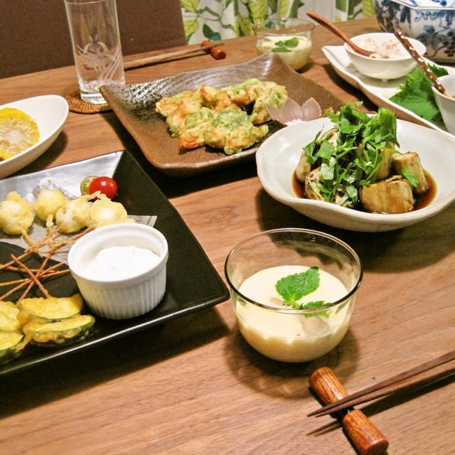 磯部風味の鶏天とスパイシーズッキーニ天