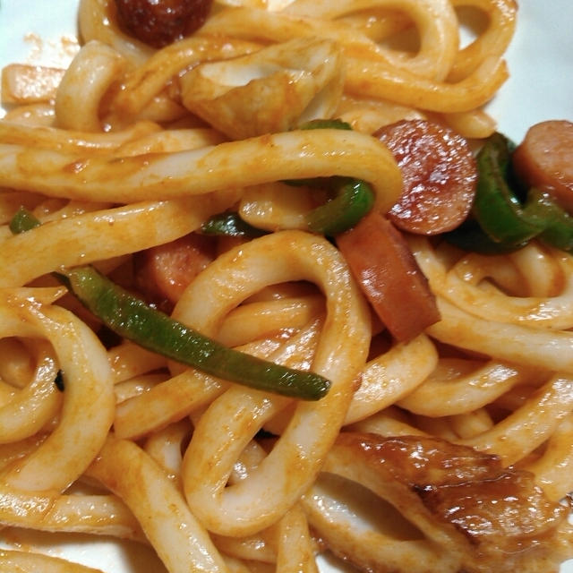 ブルドック うまソース トマトタイプでナポリタン風焼きうどんを作ったよ