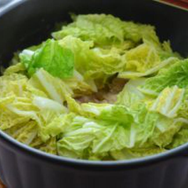 豚肉と白菜の香味鍋蒸し。（白菜1/4で）の晩ごはん。