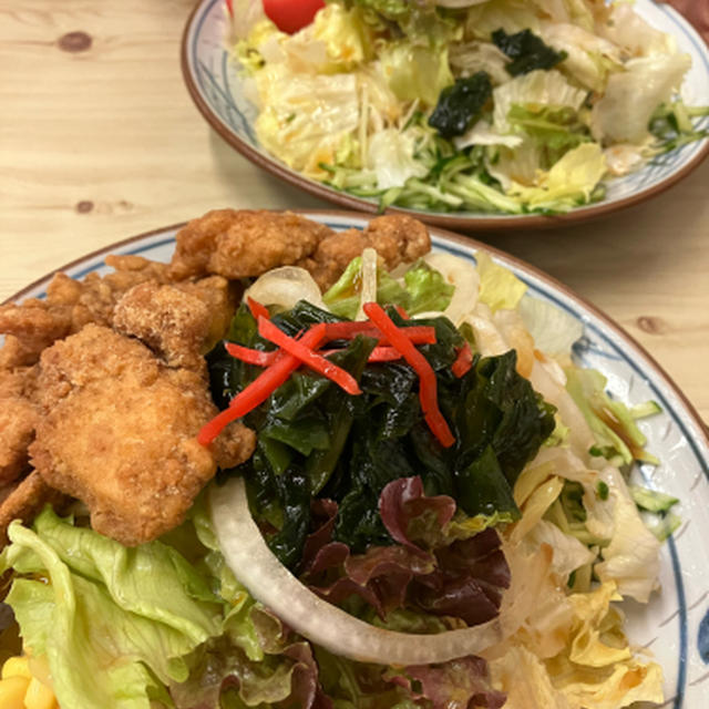 冷やし中華と広島風お好み焼き