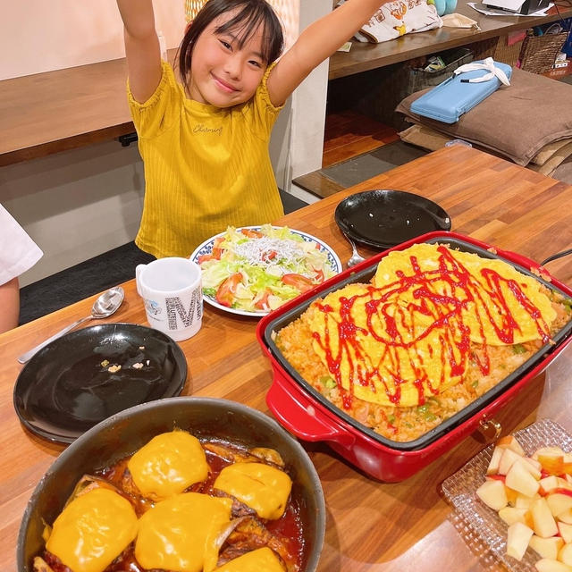 ホットプレートでオムライスです！！