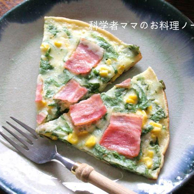 コーンとベーコンで洋風お焼きの朝ごはん☆