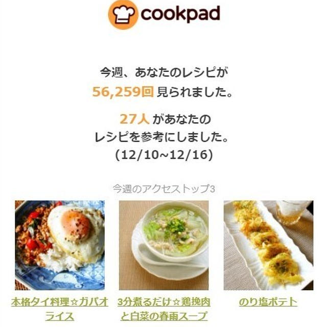 クックパッドさんの週間レポート