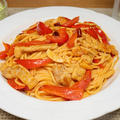 豚肉とパプリカのパスタ