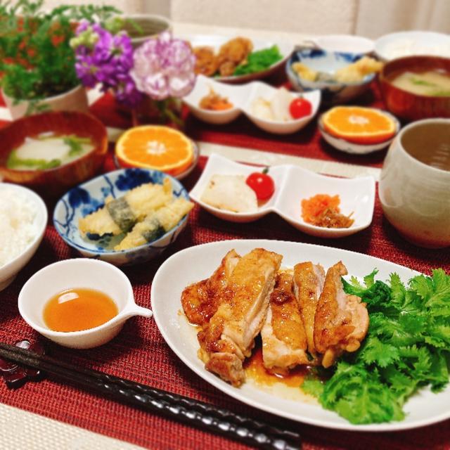 照り照りで美味しい鶏の照り焼きで夕ご飯