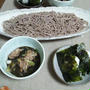 豚肉のつけ麺とじゃことごまのおにぎり