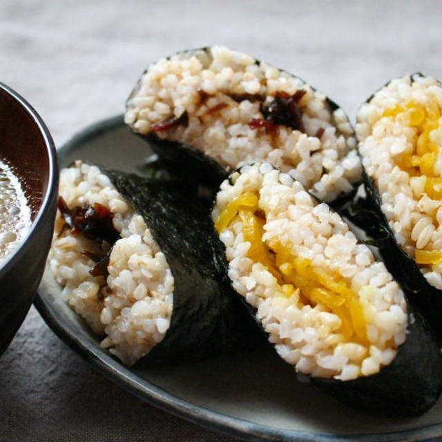 玄米ご飯でおにぎらずと１５分でできる味噌チャーシューのつくれぽ♪