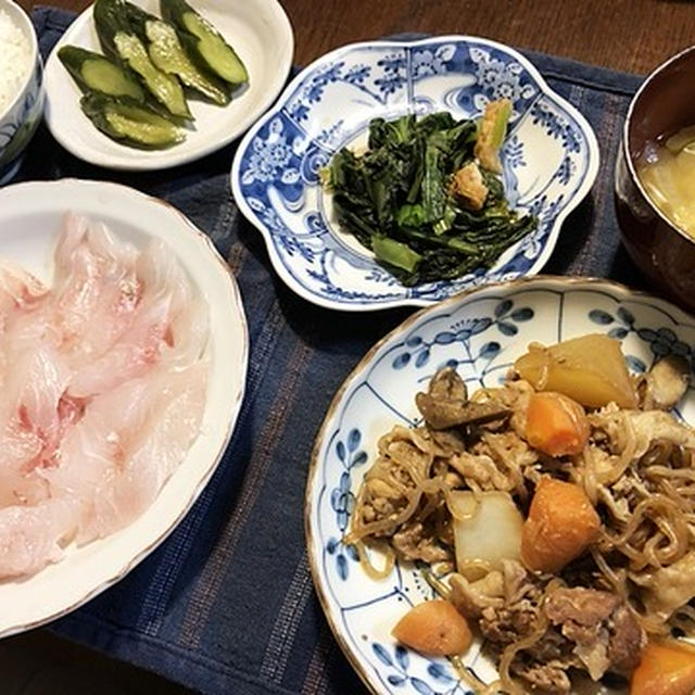 桜カステーラ&豚肉と根菜の生姜煮