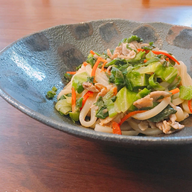 超簡単♡バター醤油豚ネギ焼きうどん＊天一中華と焼き芋