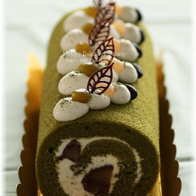 ふわふわ抹茶ロールケーキ**