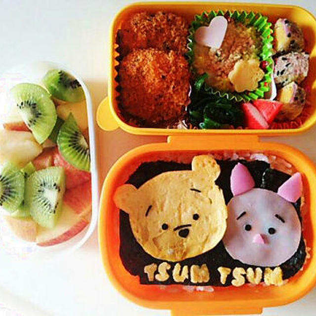 のんちゃんママ作TSUMTSUM弁当＆おからパウダーハンバーグ♪