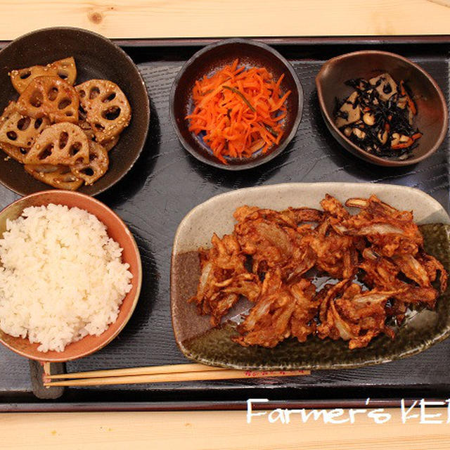 無性に食べたくなった玉ねぎの中華風かき揚げの晩ごはん。