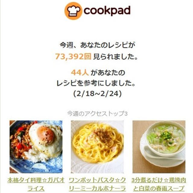 クックパッドさんの週間レポート