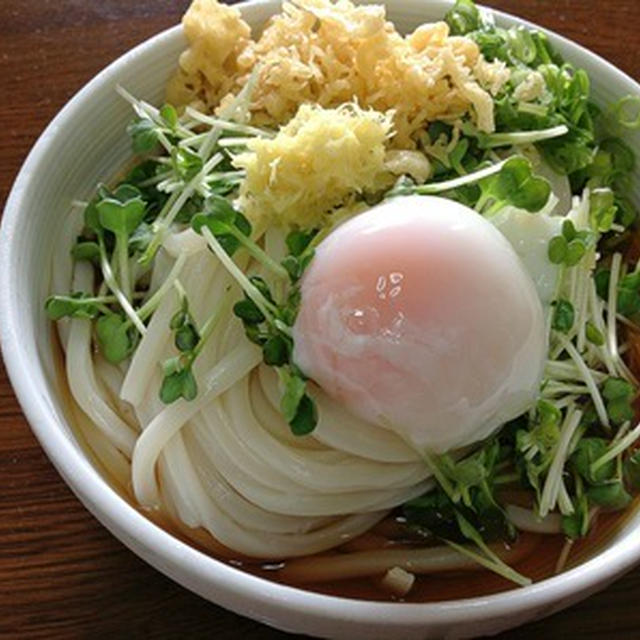 朝から腹ペコで「温玉ぶっかけうどん 冷」