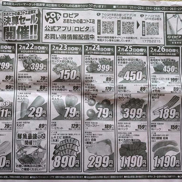 流山おおたかの森のロピアのチラシ