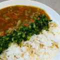 殿のおかわりmenu。小松菜カレー。（レシピ）