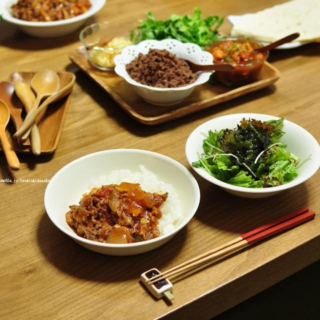 昨日の晩ごはんとジャガイモの洋風酢の物、それから「いいお返事」
