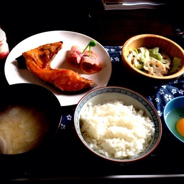 4月14日朝ごはん★鮭のかま