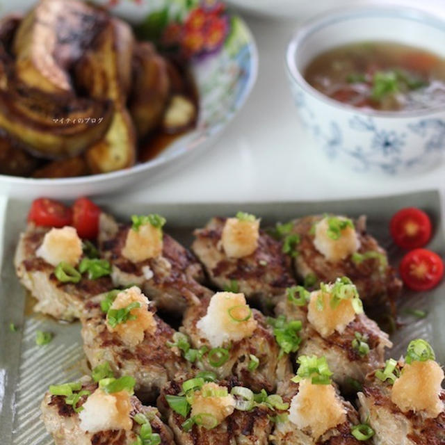 もやしのシャキシャキ豚つくね　おろしポン酢