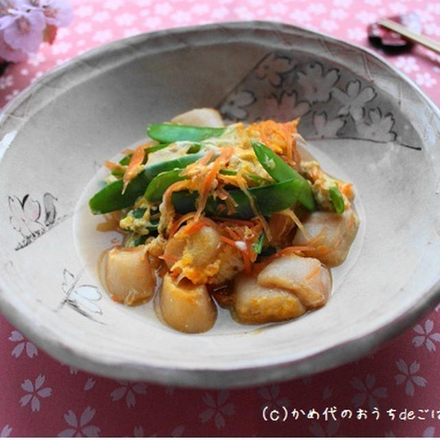 絹さやと麩の卵とじ　ほっとするおかず