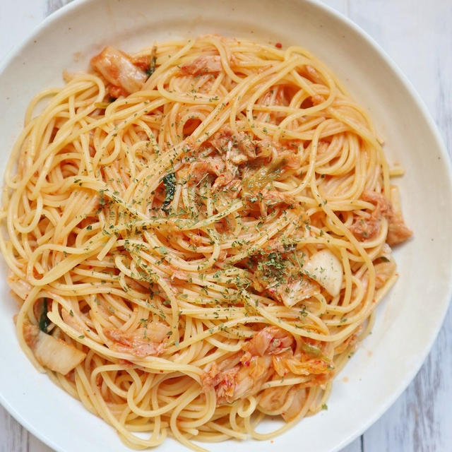 簡単に作れてランチにおすすめ♪ ＊キムチとツナ缶のパスタ＊