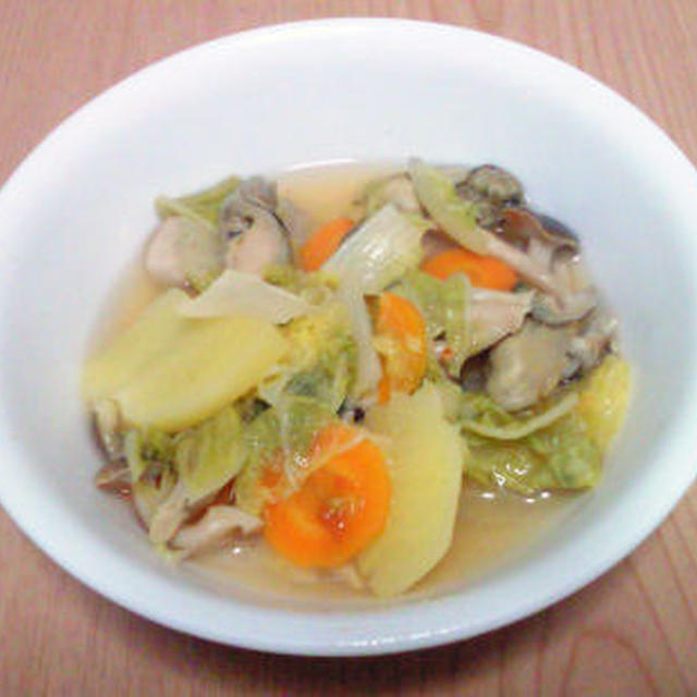 白菜とカキのスープ蒸し