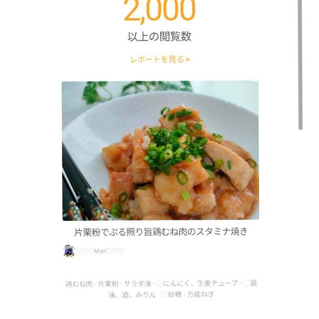 あなたのレシピが 2,000 回閲覧されました、マンゴーアイス。