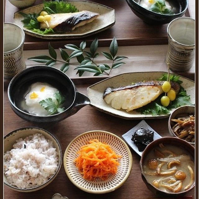 銀だらの蔵みそ漬け焼き！と、かぶら蒸し！で、おうち和食♪