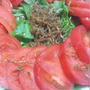 トマトと水菜のサラダ、ジャコポンジンジャーソース
