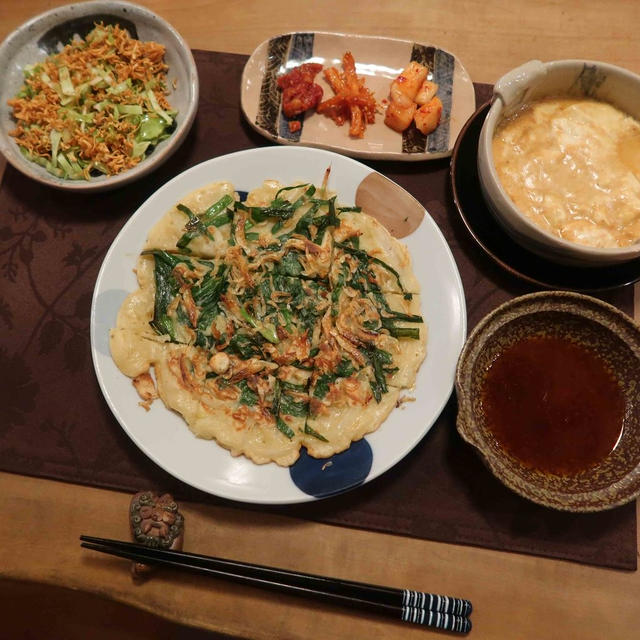 ニラと桜エビのチヂミの晩ご飯　と　『風の教会』とランチ♪