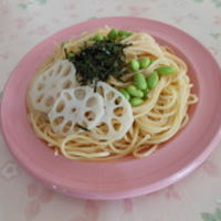 れんこんと枝豆のたらこパスタ