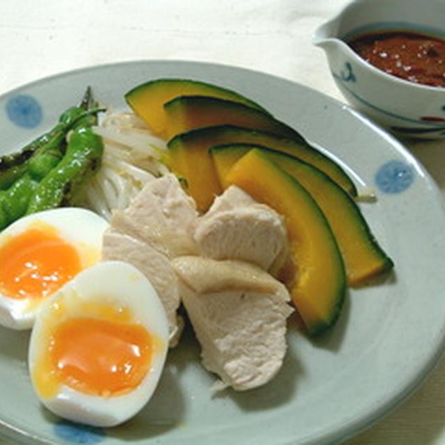 蒸し鶏と温野菜＆味噌トマトソース