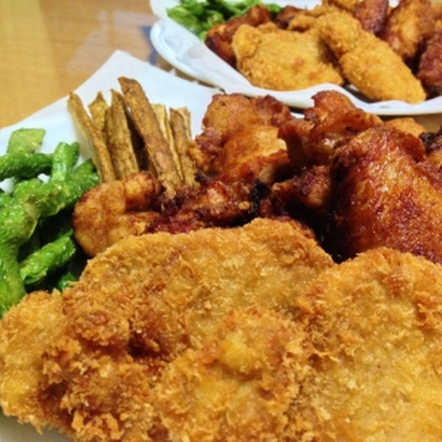 いんげん・新ごぼうの素揚げ＆柚子コショーのイカの塩から♪