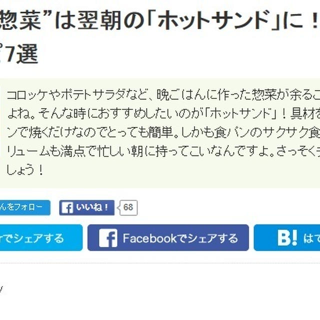 レシピブログ「くらしのアンテナ掲載」ホットサンド特集