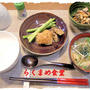 豚ヒレ肉と厚揚げのハチミツ醤油煮定食♪と、貰い物ロールケーキ