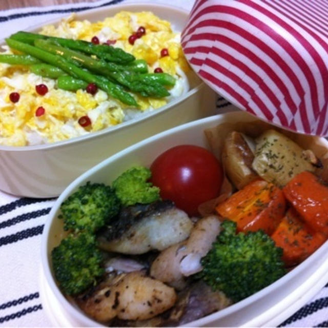 今日のランチBOX～ グリル野菜とサワラのソテーとカラフルごはん