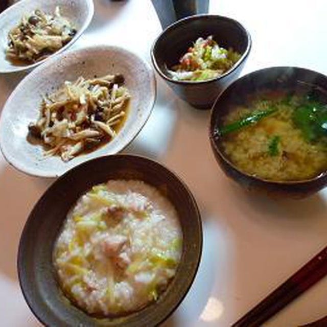 鶏肉と生姜のおかゆ、山芋のせ☆