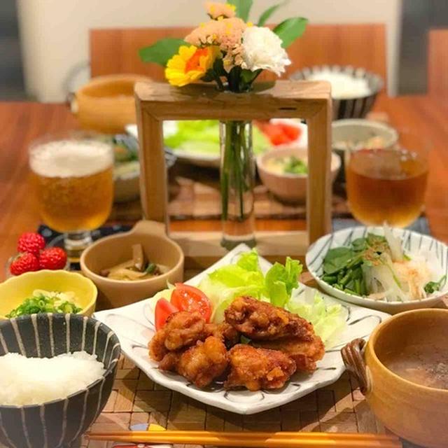 【献立】レシピリンクあり、我が家のいつもの唐揚げで夜ごはん