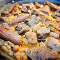 カスレ風、豚肉と豆のパエリア焼き