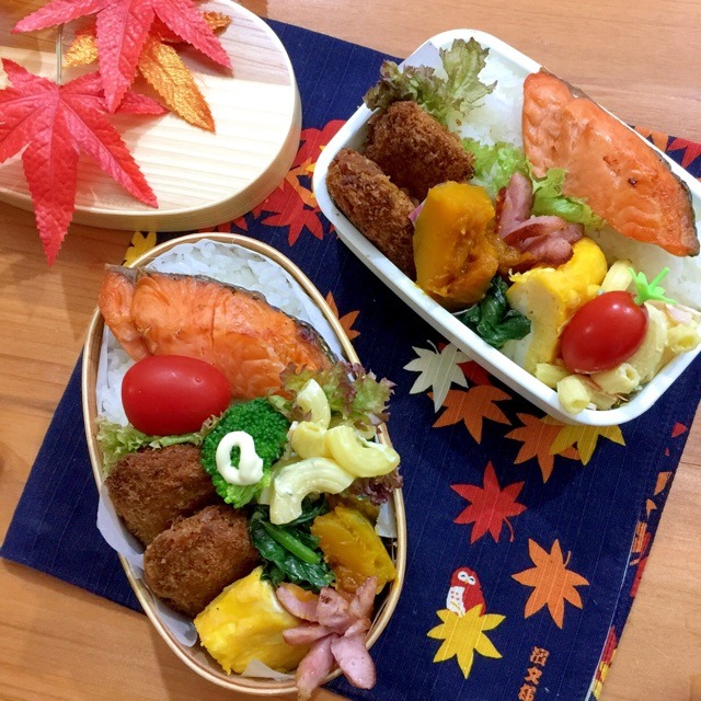 鮭弁当&ハンバーグ弁当