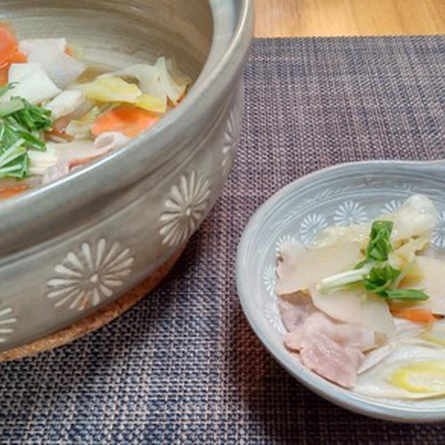 たらこの塩味と柚子香る豚肉と野菜の蒸し鍋♪☆♪☆♪