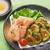 ゴーヤーの輪切り唐揚げ、魚肉ソーセージの米粉揚げ、カレー塩