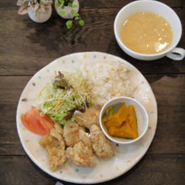 昼カフェ★プレートランチ(カリカリからあげカレー風味）